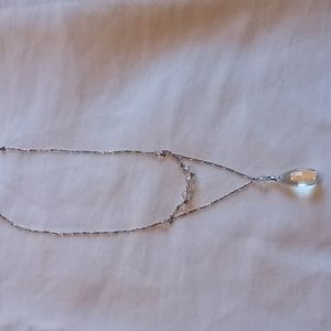 Robert Rose Teardrop Crystal Silver Necklace